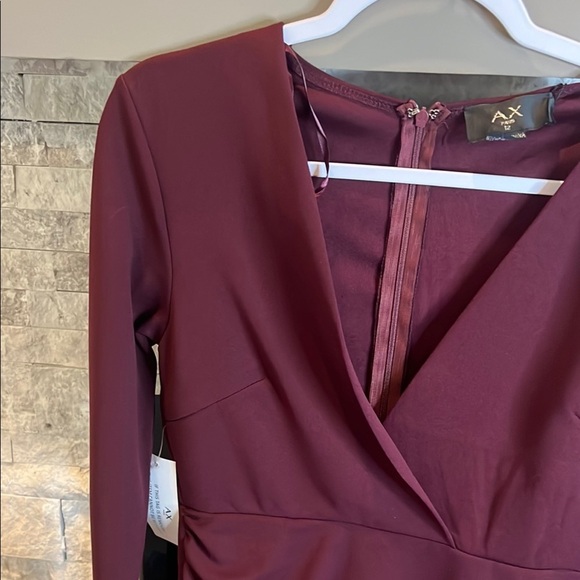 AX Paris Red Long Sleeve Sheath Dress with V-Neck for Cocktail - Picture 4 of 16